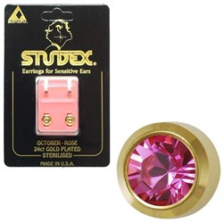 Birthstone Studs - Mini Bezel Gold - October / Rose